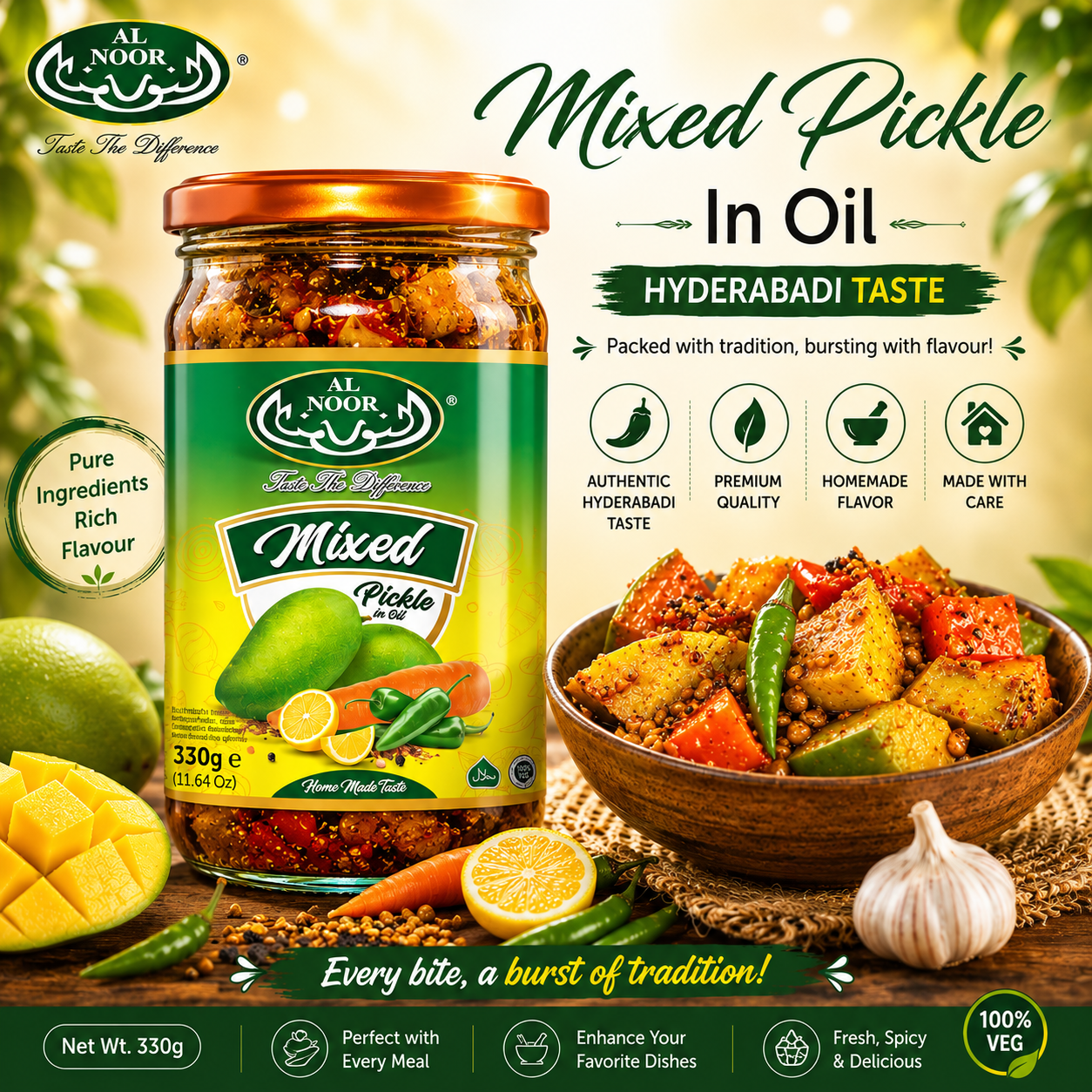 Al Noor Mixed Pickle In Oil 330 g