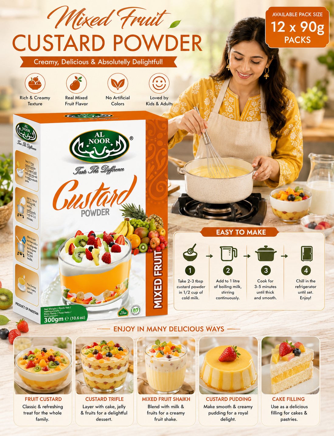 Al Noor Mix Fruit Custard 300 GM