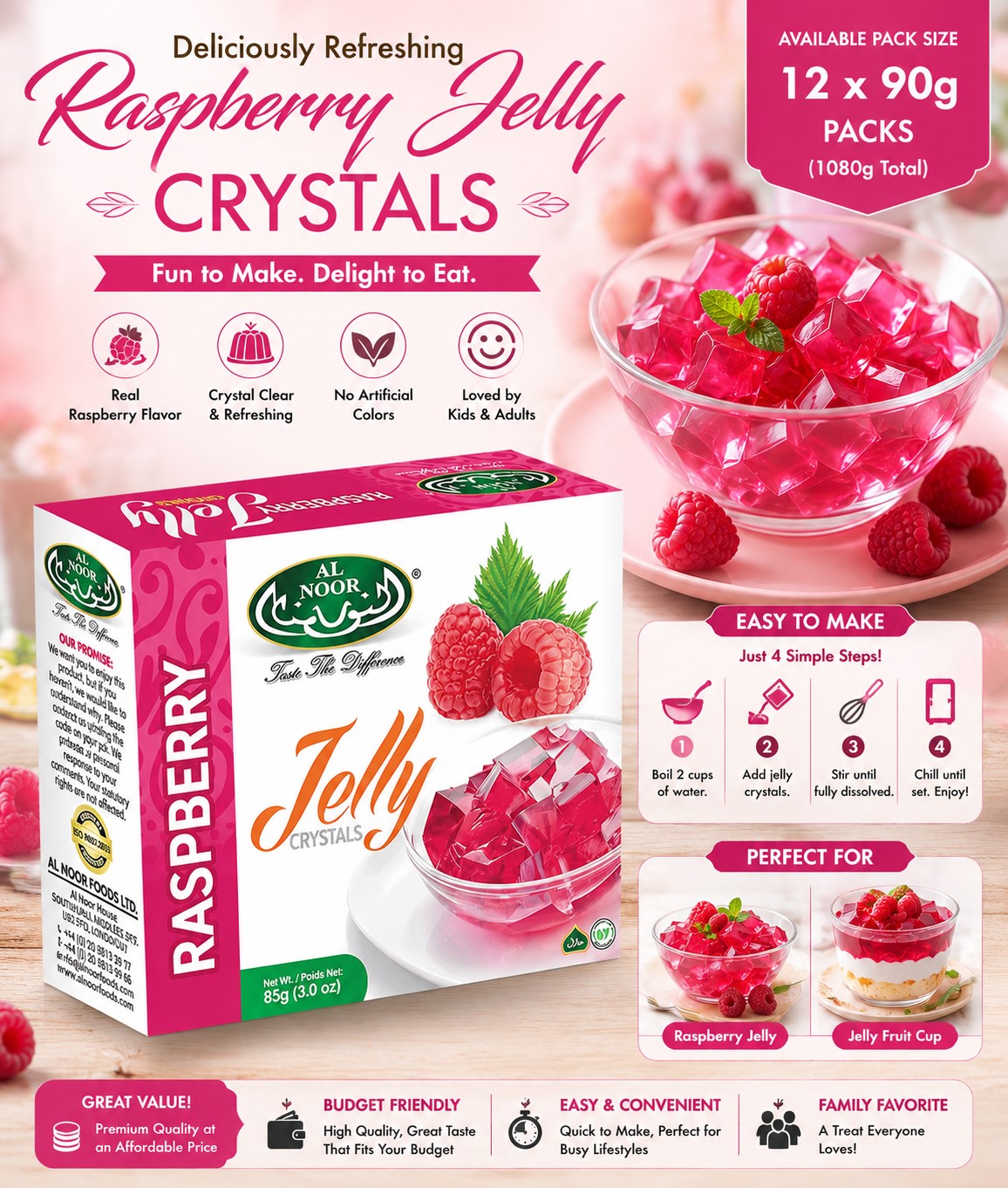 Al Noor Raspberry Jelly 90 GM