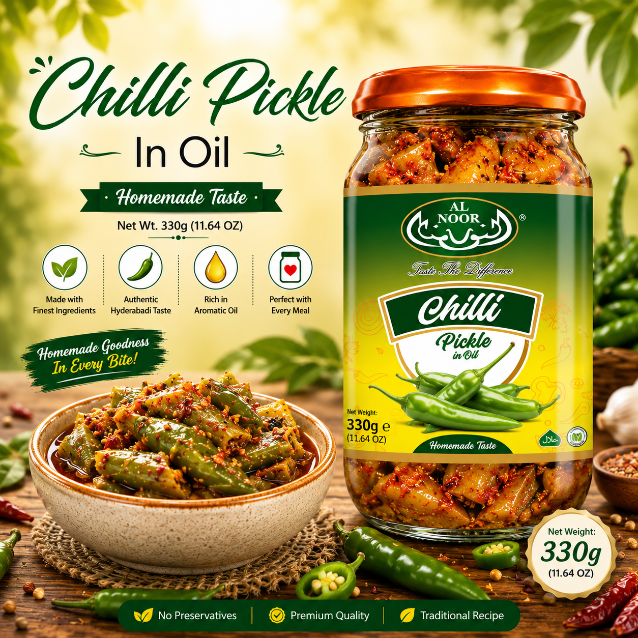 Al Noor Chilli Pickle In Oil 330 g