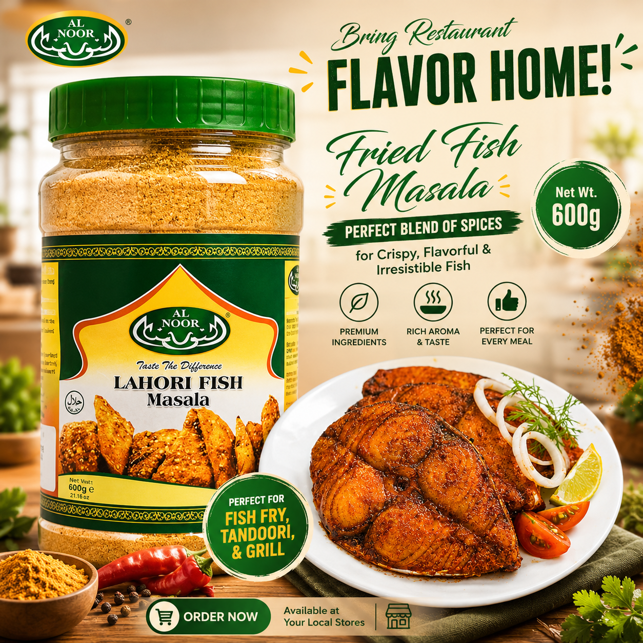 Al Noor Lahori Fish Masala (Jar) 600 g
