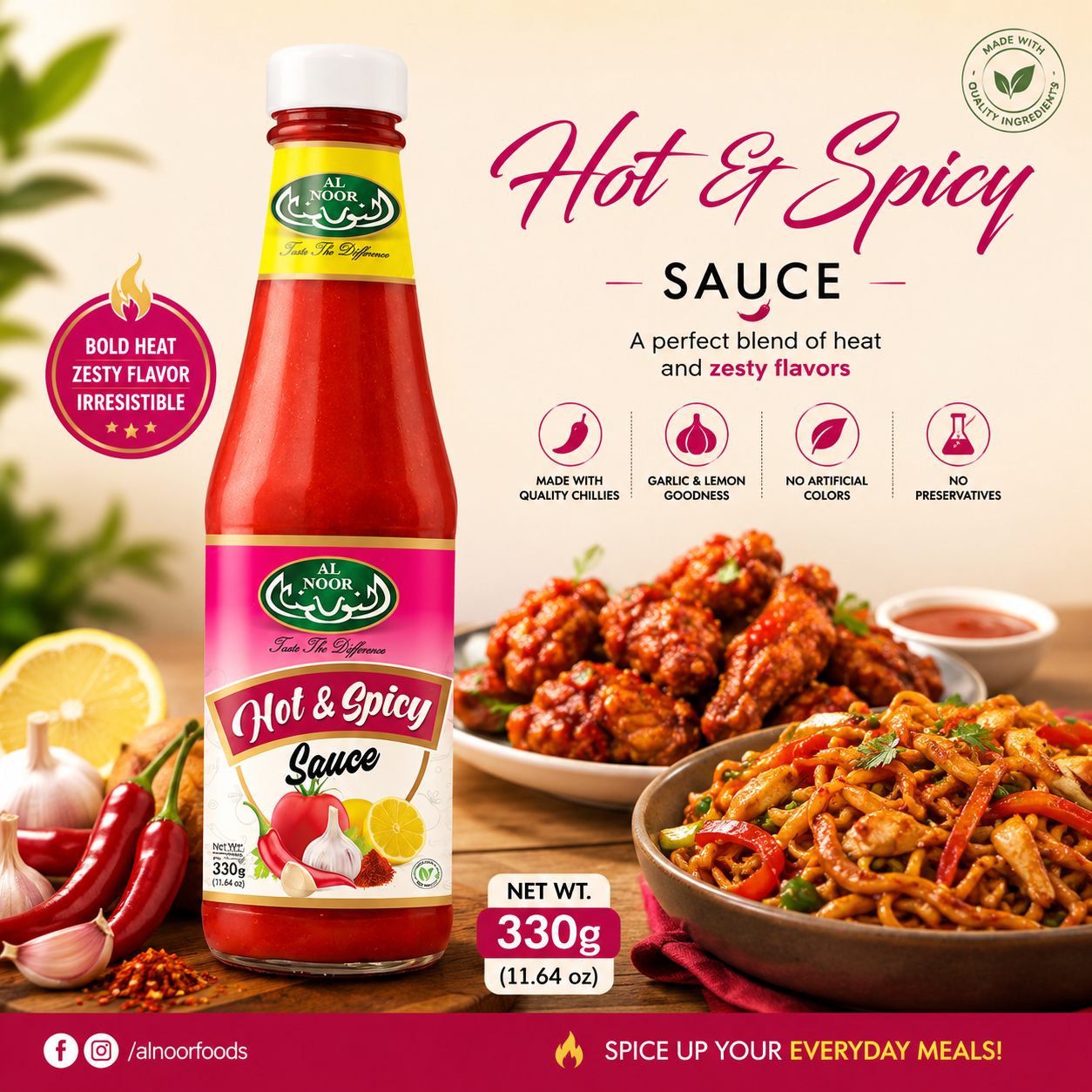Al Noor Hot & Spicy Sauce 330 g