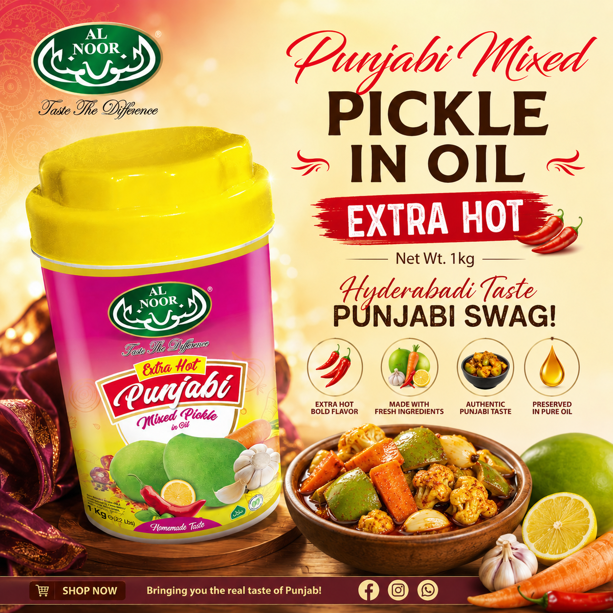 Al Noor Mixed Pickle Extra Hot 1kg