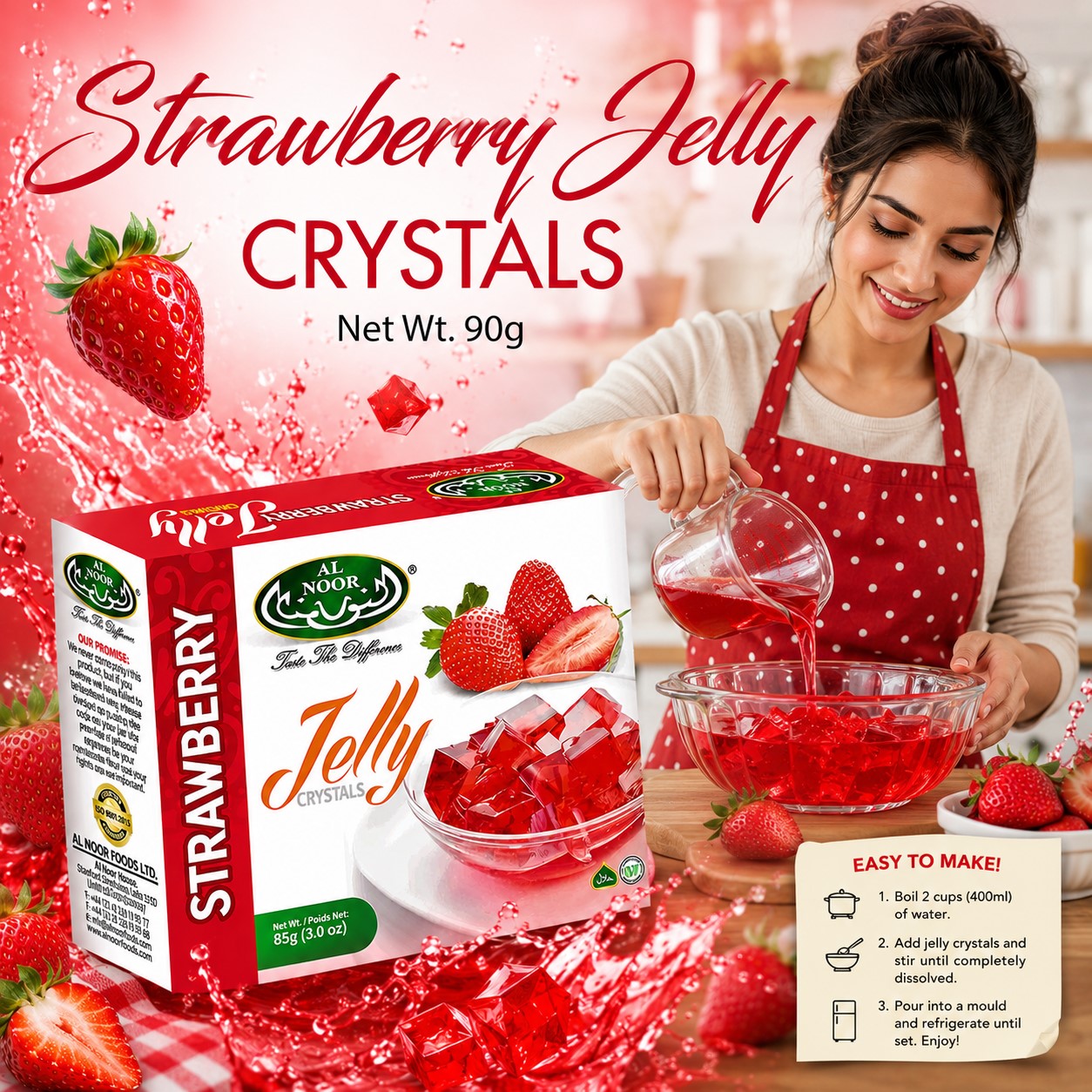 Al Noor Strawberry Jelly 90 GM