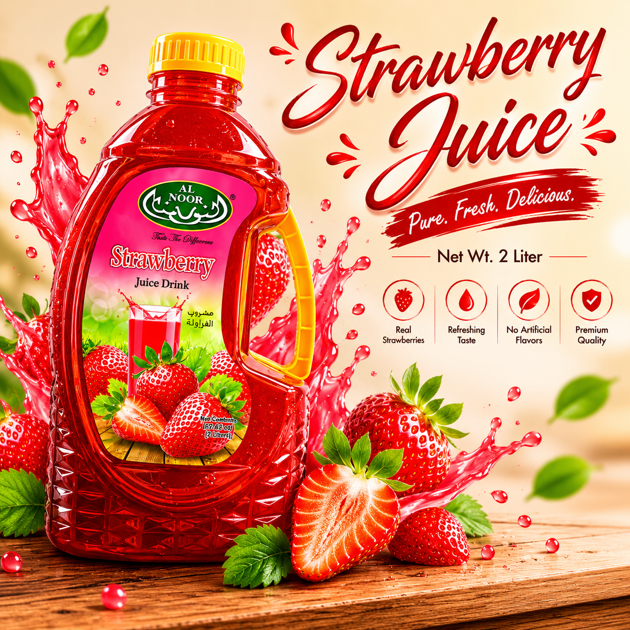 Al Noor Strawberry Juice 2 ltr