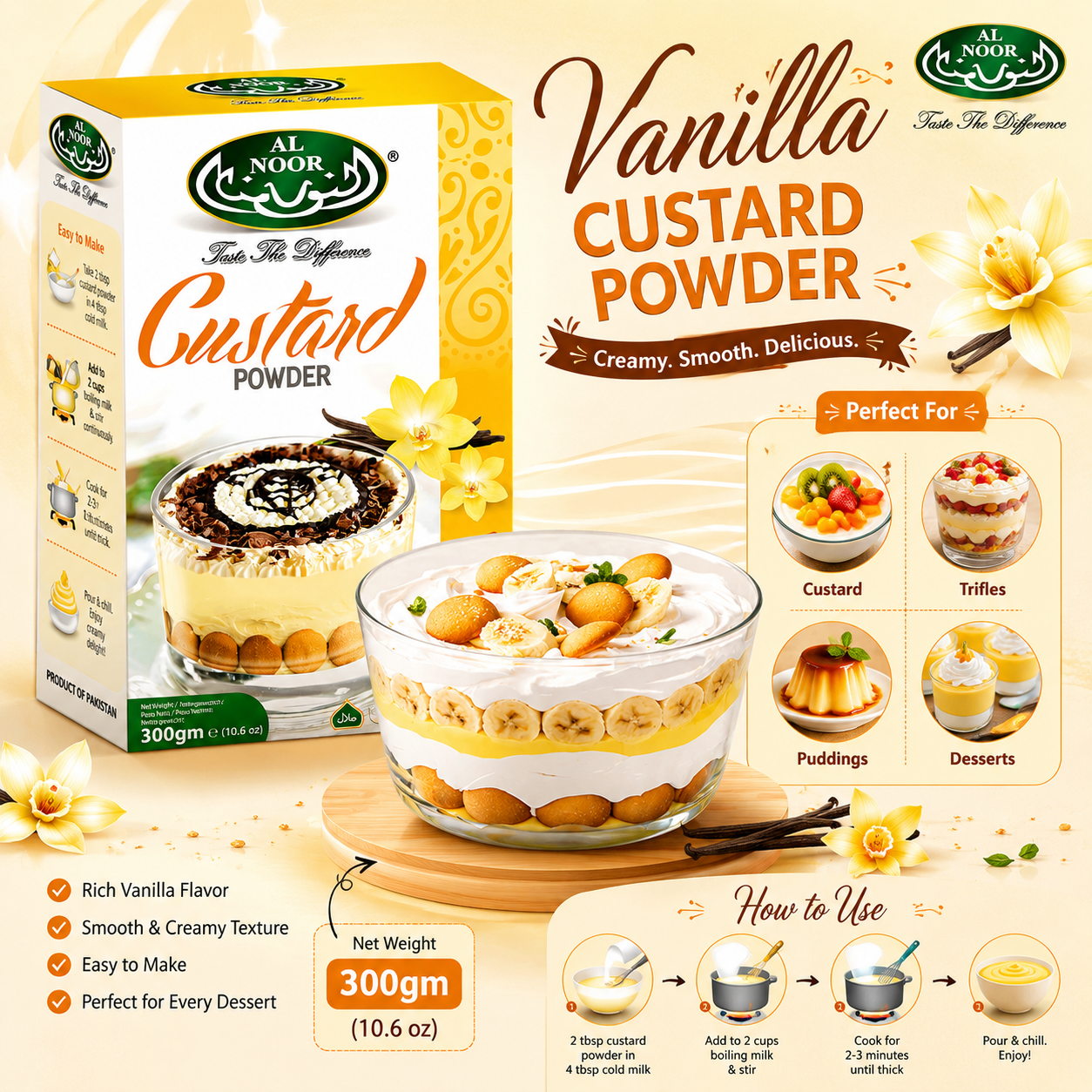Al Noor Vanila Custard  300 GM