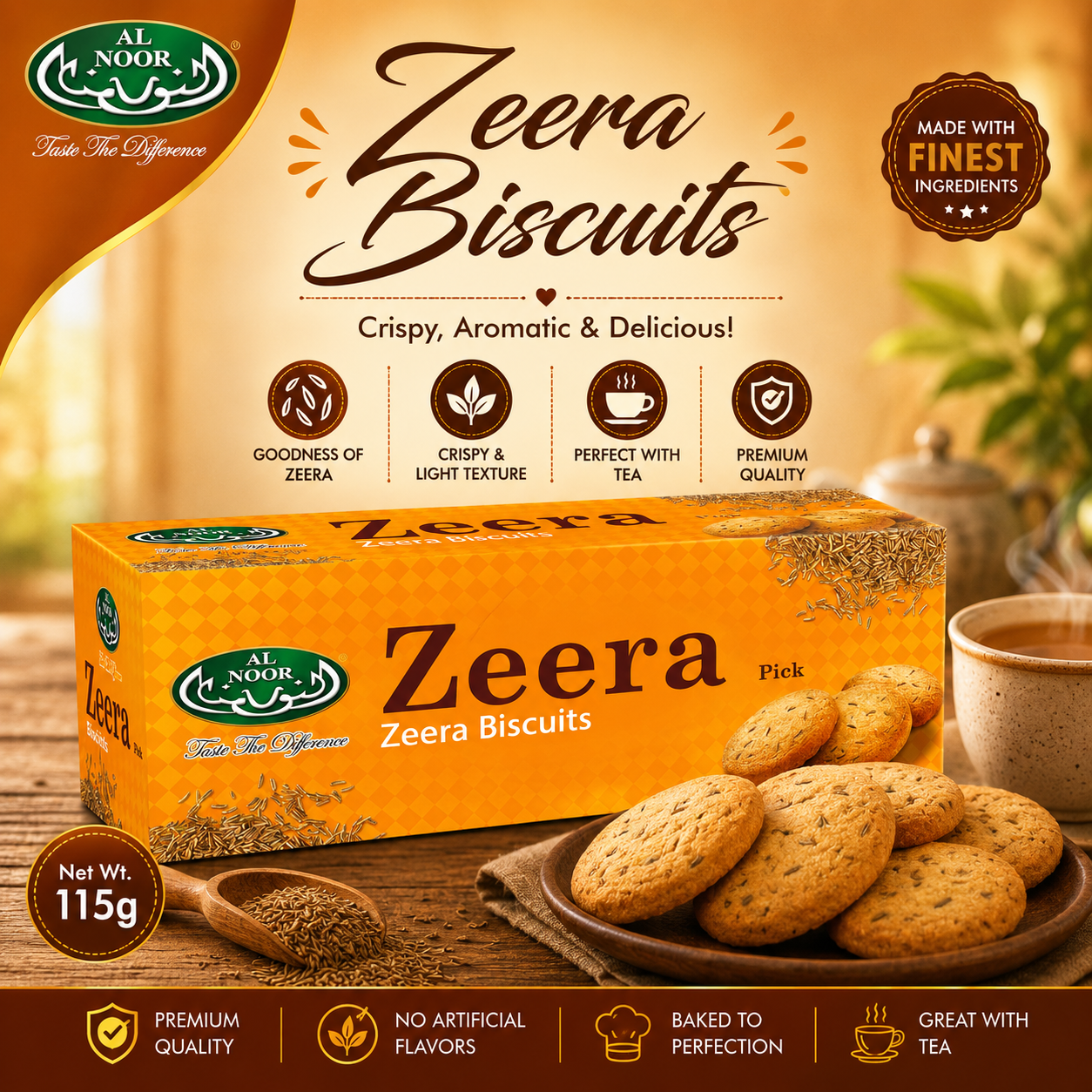 Al Noor Zeera Plus Biscuit|1X 115 GM |PACK OF 3