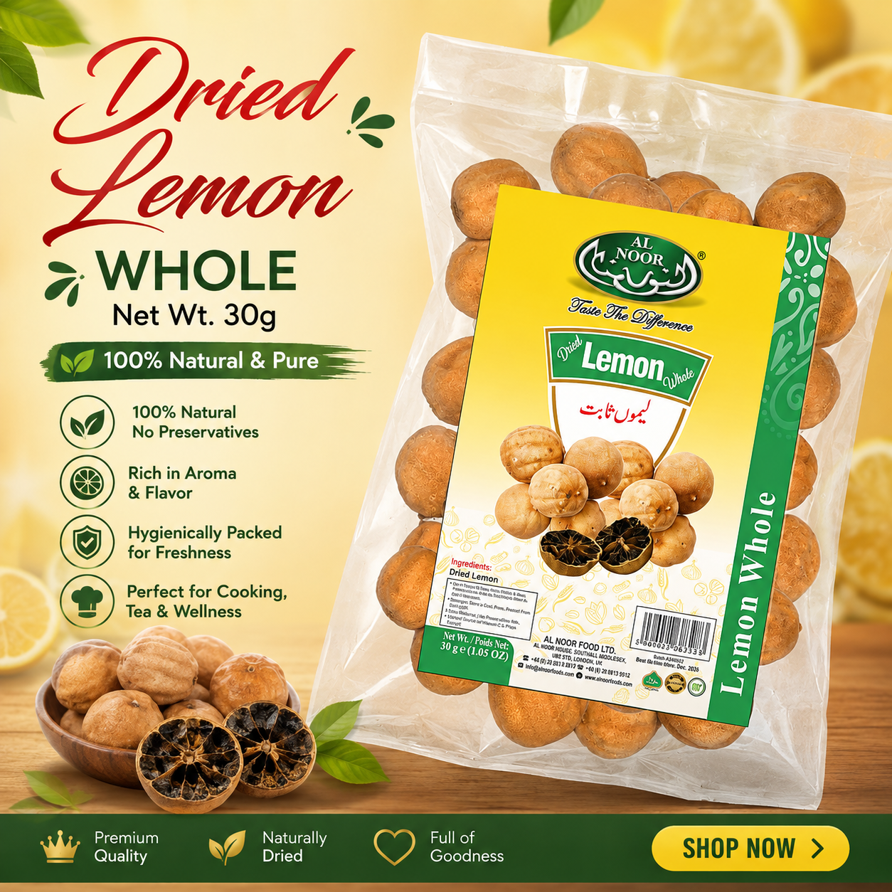 Al Noor Dry Lemon Whole 30 GM