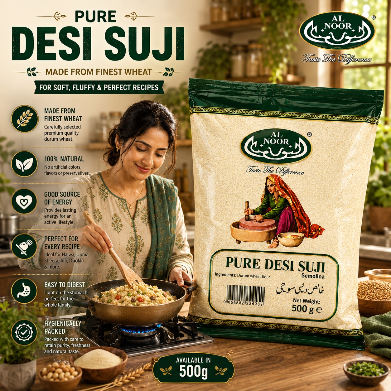 Al Noor Pure Desi Suji 400 GM