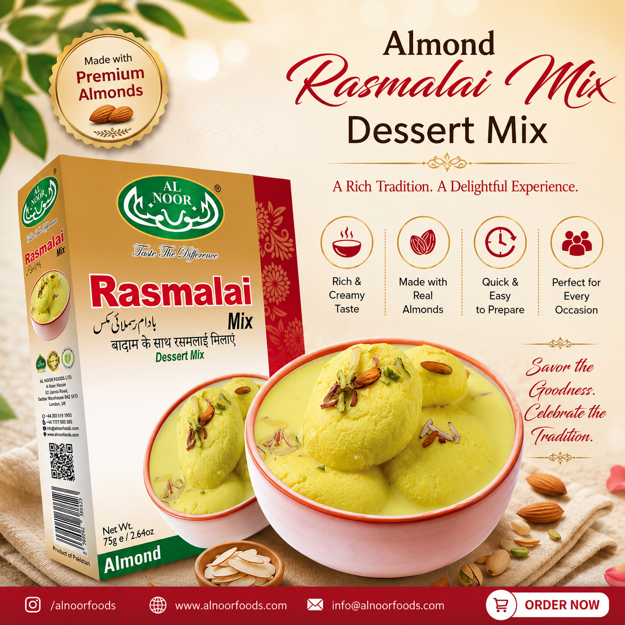 ALNOOR RASMALAI MIX(ALMOND) 75G